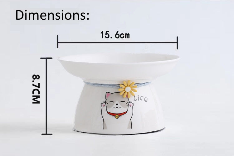Elevated Pet Plate Cartoon Ceramic