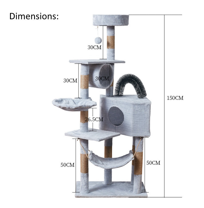 Cat Tree Tower with Scratching Post and Hammock