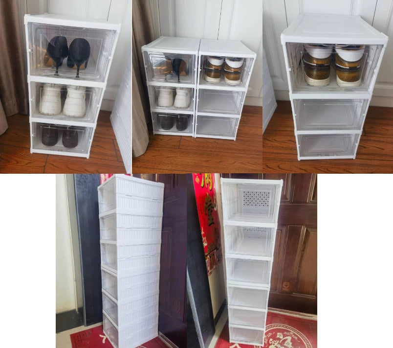 Foldable Collapsible Assembly-free Extra Large Hard Case Shoe Storage Box/Organiser 6 boxes Set