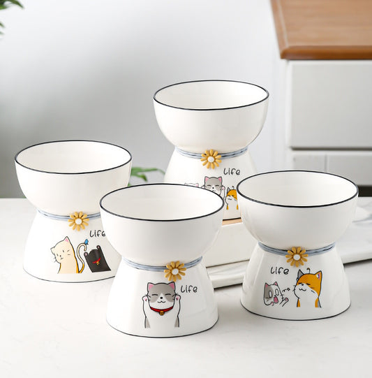Elevated Pet Bowl Cartoon Ceramic
