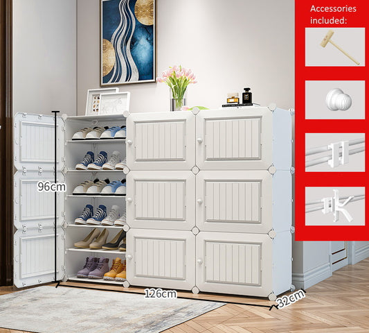 DIY Shoe Rack Shelf Organiser 3 by 6 White 3D