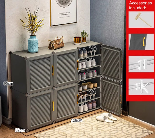 DIY Shoe Rack Shelf Organiser 3 by 6 Grey 3D