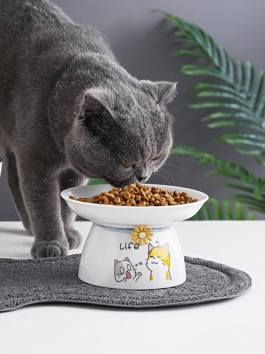 Elevated Pet Plate Cartoon Ceramic