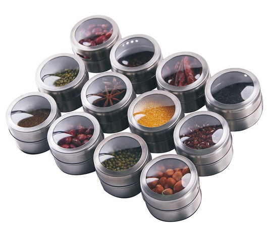 Magnetic Spice Tins Jars 12 pcs Set (no plate)