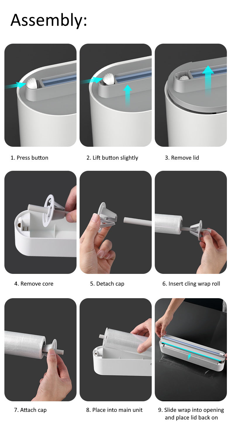 Magnetic Adjustable Kitchen Cling Wrap Cutter Dispenser