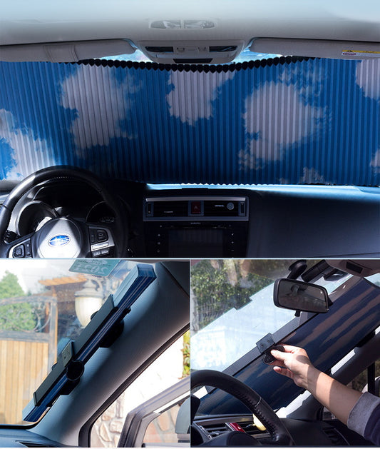 Car Windscreen Retractable Sunshade Double Layer Honeycomb Design