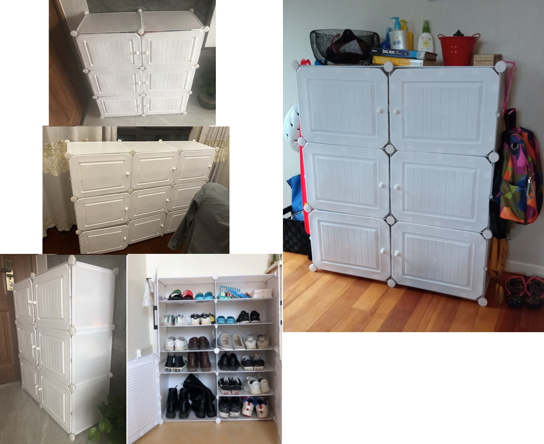 DIY Shoe Rack Shelf Organiser 3 by 10 White 3D