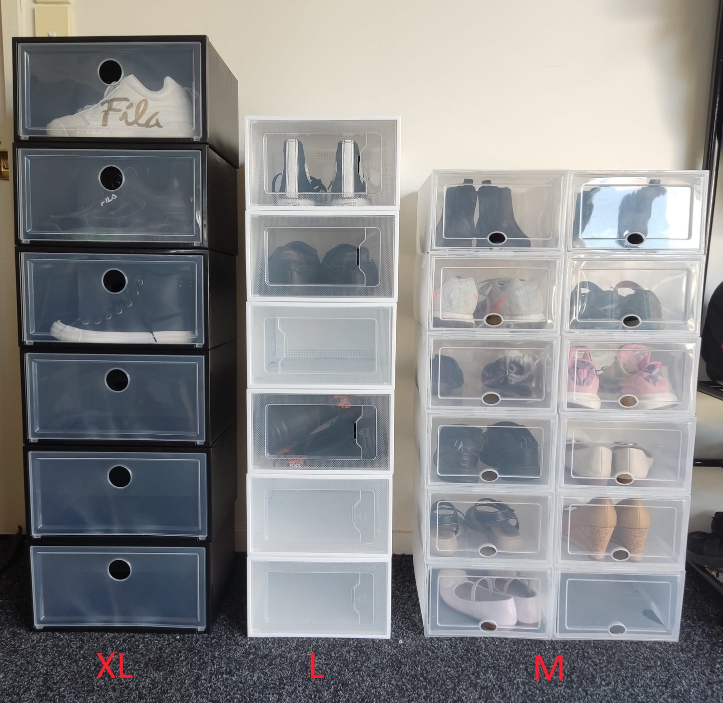 Stackable Extra Tall Shoe Storage Box/Organiser 6pc Set