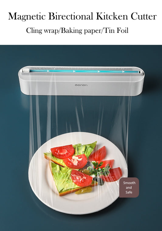 Magnetic Adjustable Kitchen Cling Wrap Cutter Dispenser