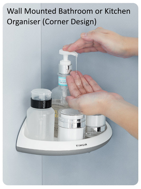 Wall Mounted Bathroom or Kitchen Organiser (Corner Design)