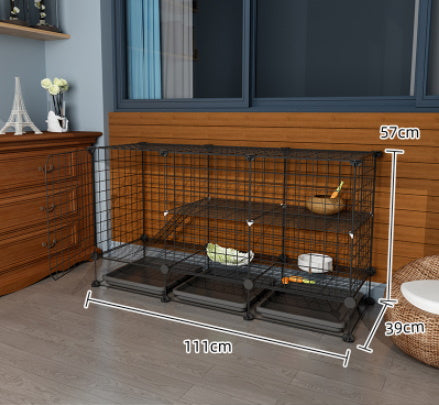 DIY Cage for Rabbit or Guinea Pig with Tray 4cm Metal Mesh Black or White