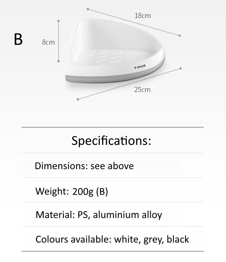 Wall Mounted Bathroom or Kitchen Organiser (Corner Design)