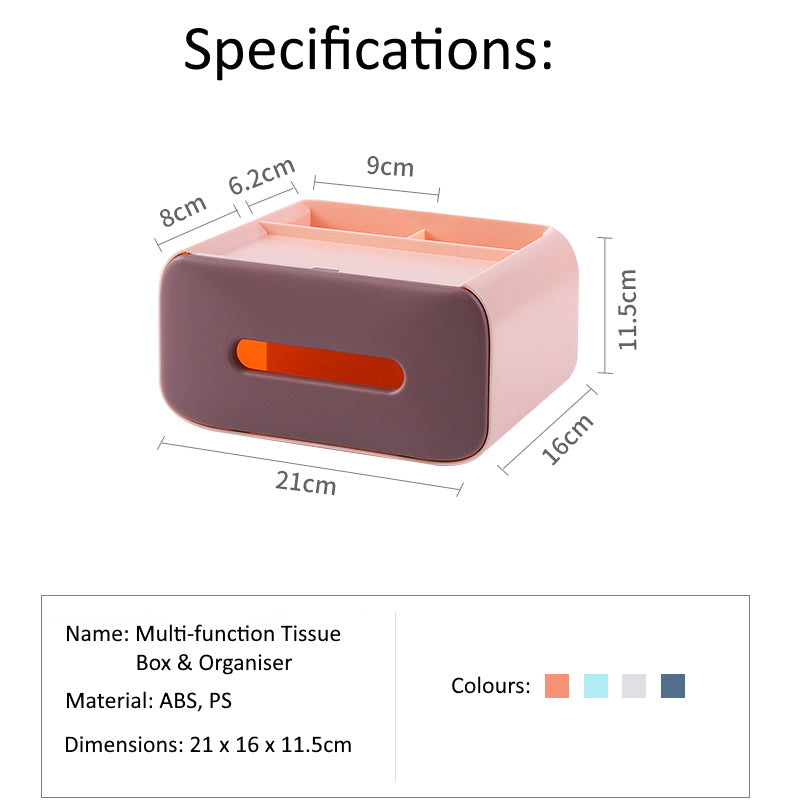 Tissue Box Desktop Organiser Multi Function