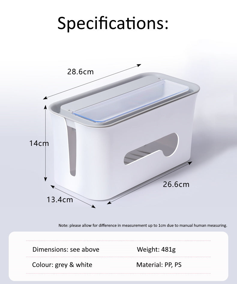 Cable Management Desktop Organiser Box