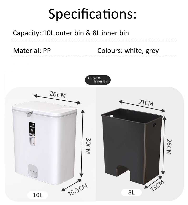 Kitchen Bin Hanging or Mounted with Bag and Deodoriser Storage