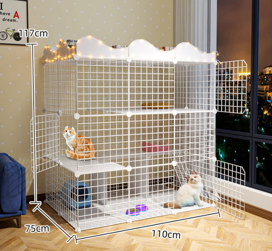 DIY Cage Large 3 Level with Top Storage White