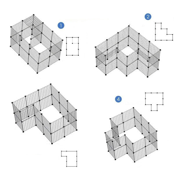 DIY Cage or Playpen Extended Height 12 pcs Set 4cm Mesh