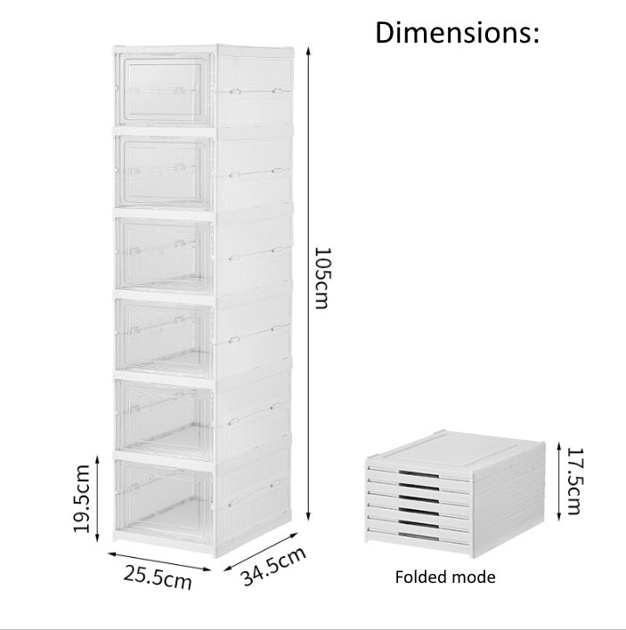 Foldable Collapsible Assembly-free Extra Large Hard Case Shoe Storage Box/Organiser 6 boxes Set