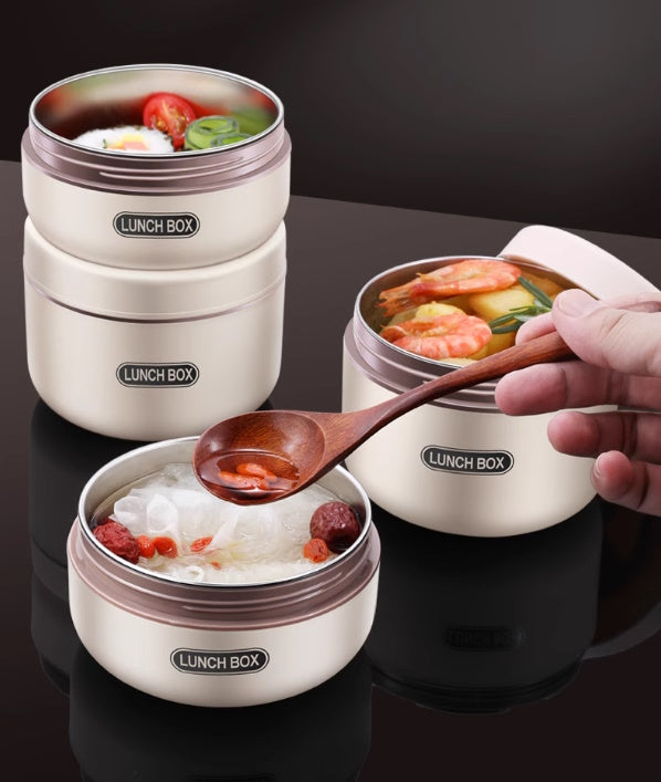 Insulated Stainless Steel Bento Lunch Box with Utensils and Bag 600ml