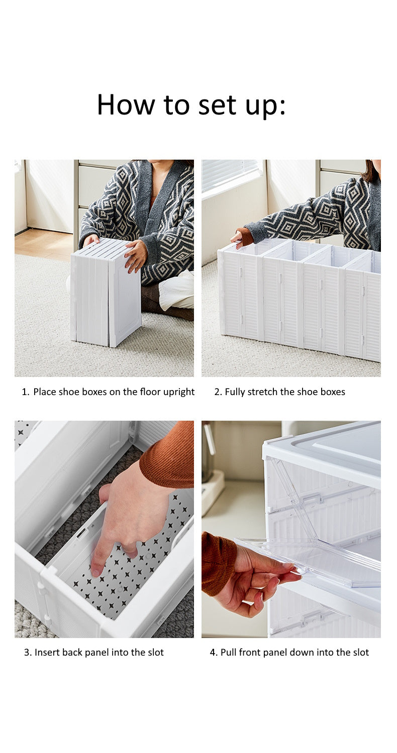 Foldable Collapsible Assembly-free Extra Large Hard Case Shoe Storage Box/Organiser 6 boxes Set
