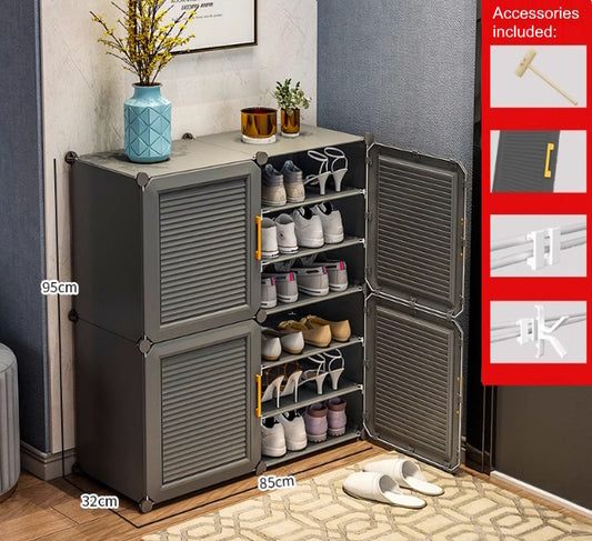 DIY Shoe Rack Shelf Organiser 2 by 6 Grey 3D