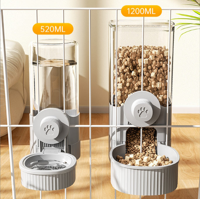 Cage Mounted Automatic Pet Food and Water Feeder Set