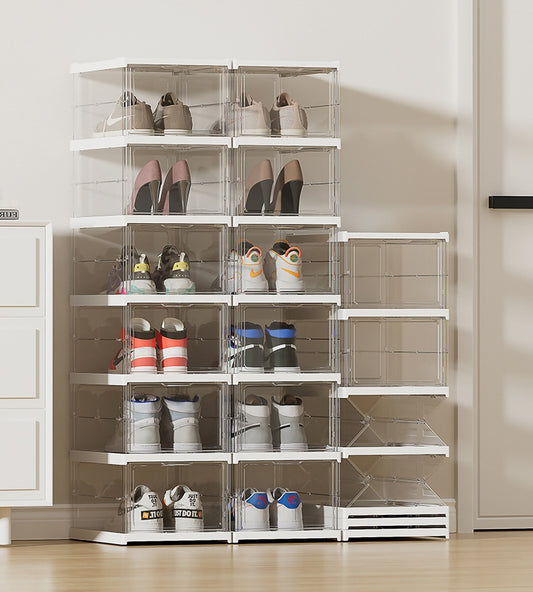 Foldable Collapsible Assembly-free Super Large Hard Case Shoe Storage Box/Organiser 6 boxes Set