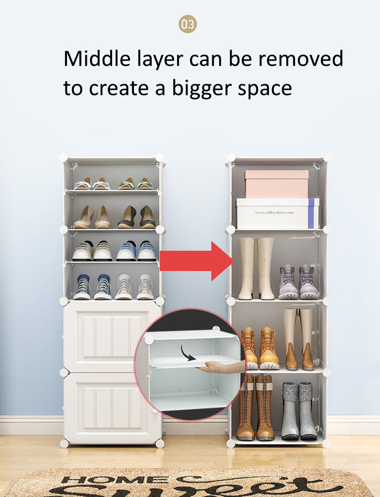 DIY Shoe Rack Shelf Organiser 3 by 6 White 3D
