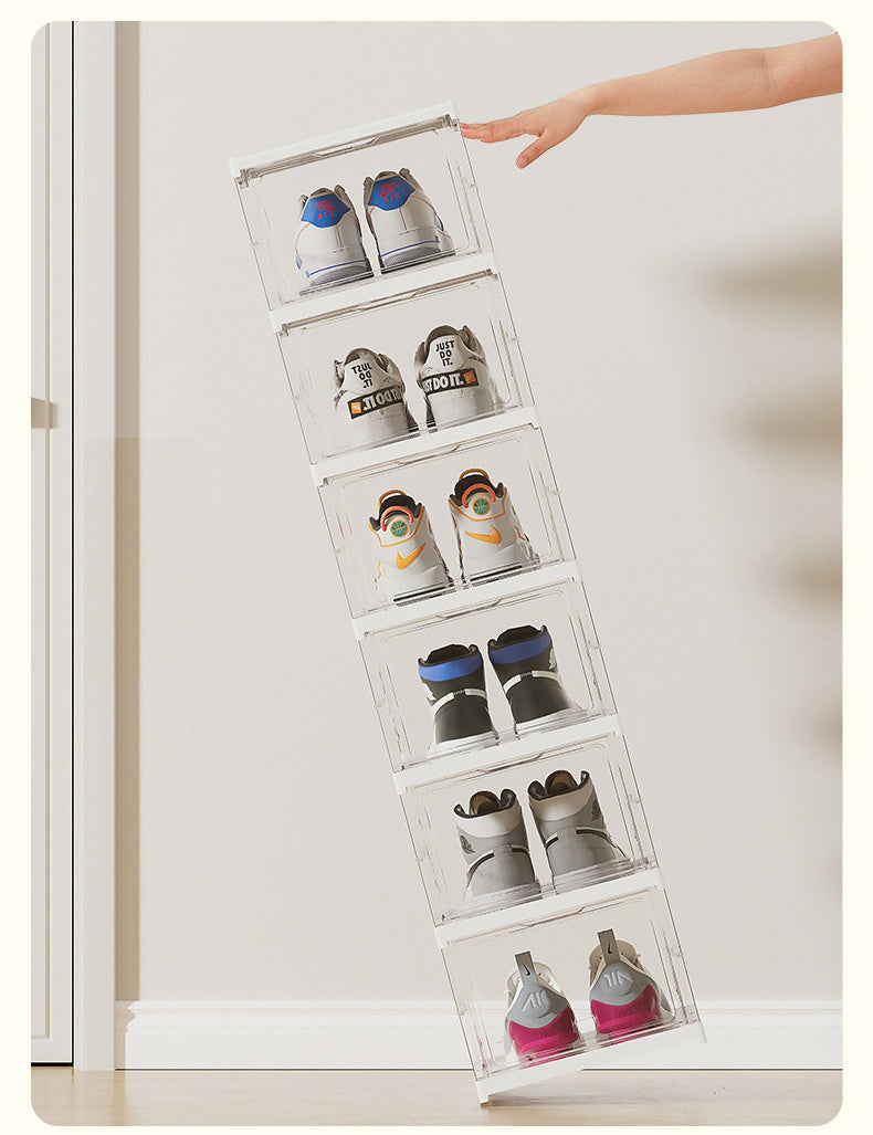 Foldable Collapsible Assembly-free Super Large Hard Case Shoe Storage Box/Organiser 6 boxes Set