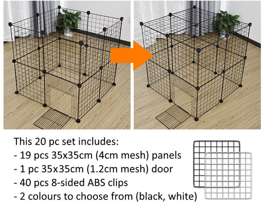 DIY Cage Playpen Fence Small Animal Cage System for Indoor Outdoor (Metal 4cm)