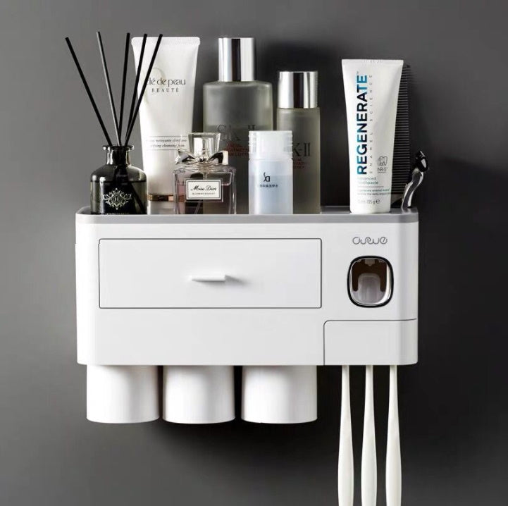 Toothbrush Holder Organiser & Toothpaste Dispenser 3 Cup Model