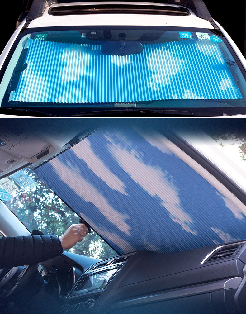Car Windscreen Retractable Sunshade Double Layer Honeycomb Design