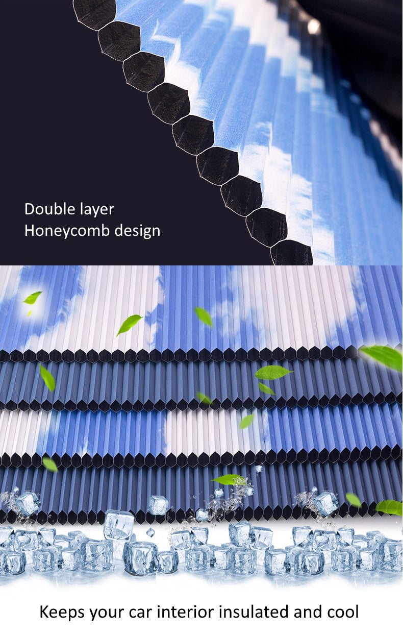 Car Windscreen Retractable Sunshade Double Layer Honeycomb Design