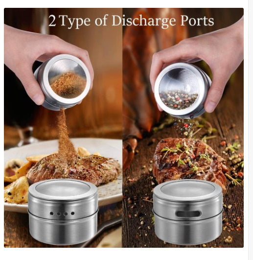 Magnetic Spice Tins Jars 12 pcs Set with Plate