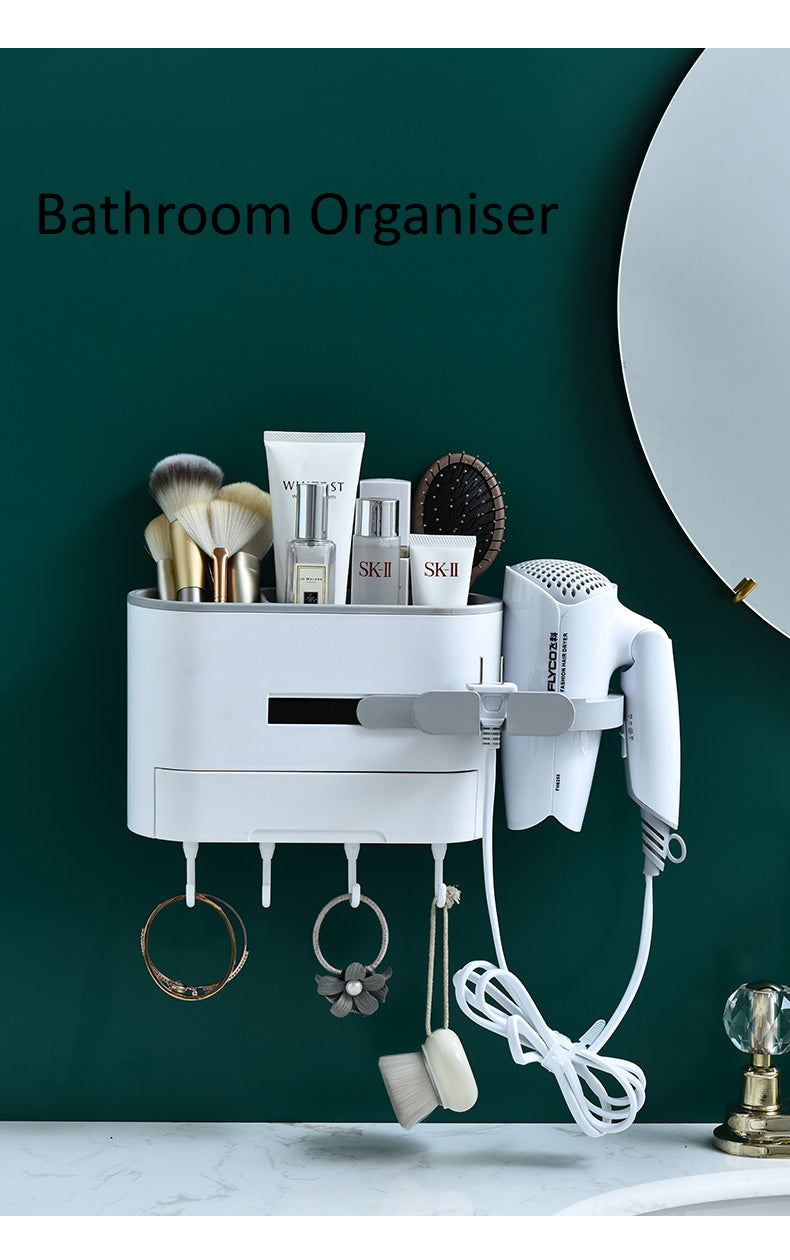 Wall Mounted Bathroom Organiser Hair Dryer Holder