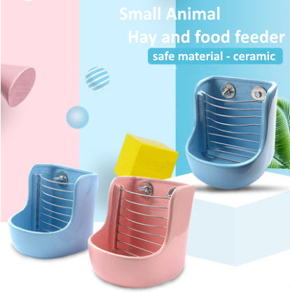 Hay and Food Ceramic Feeder for Small Animal