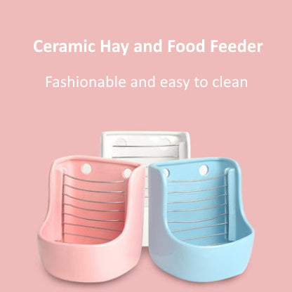 Hay and Food Ceramic Feeder for Small Animal