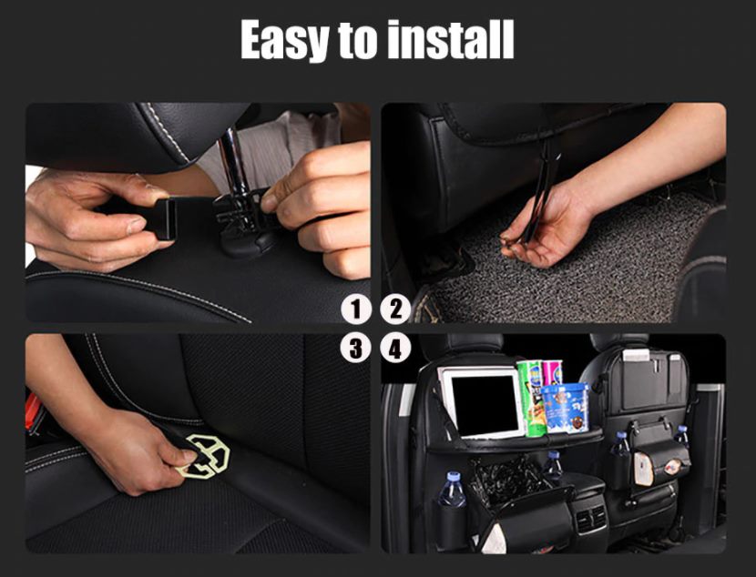 Car Back Seat Organiser with Folding Table and Rubbish Pouch (1 piece)