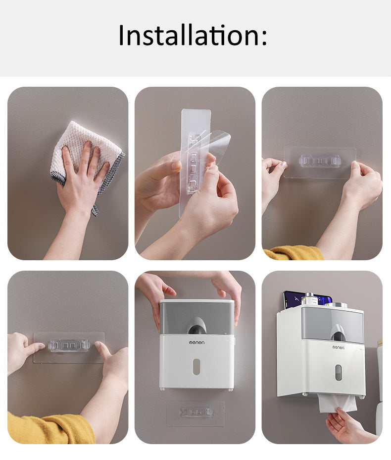 Wall Mounted Toilet Paper Holder Organiser with Drawer