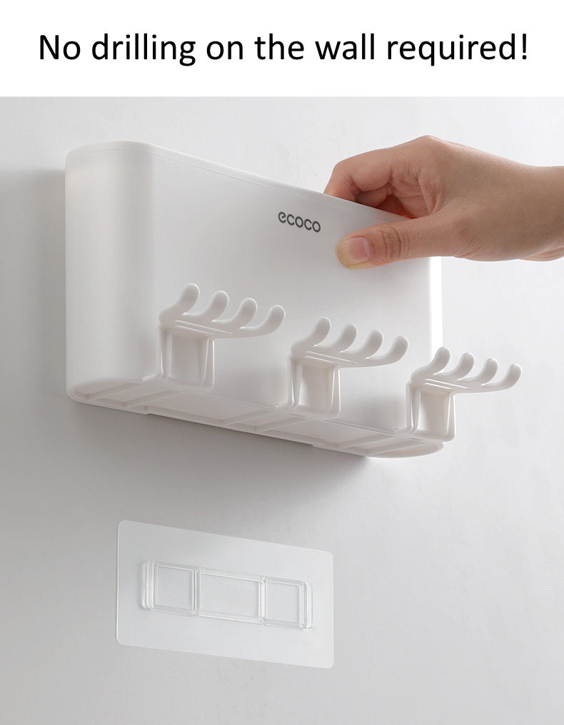 Toothbrush Holder Organiser with Standalone Toothpaste Dispenser 4 Cup