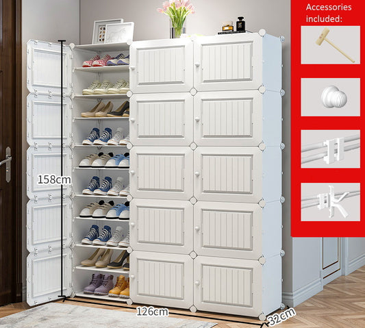 DIY Shoe Rack Shelf Organiser 3 by 10 White 3D