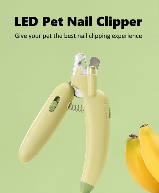 Banana Pet Nail Clippers with LED Light