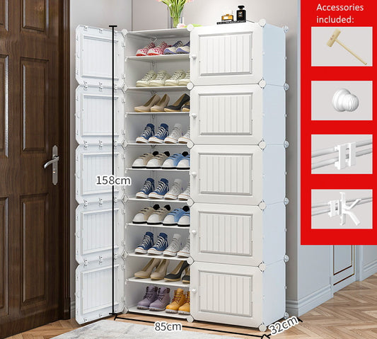 DIY Shoe Rack Shelf Organiser 2 by 10 White 3D
