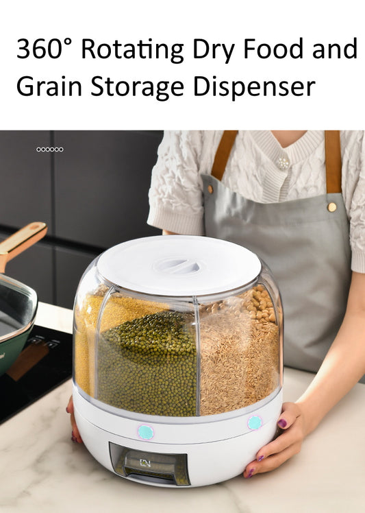 360° Rotating Dry Food and Grain Storage Dispenser