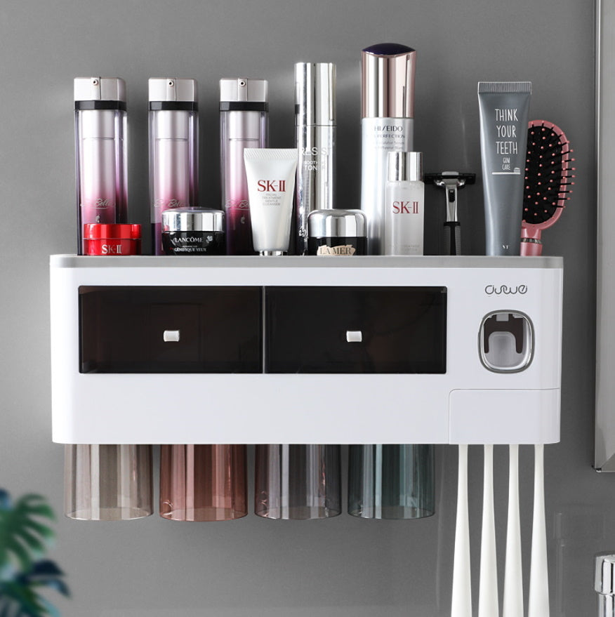 Toothbrush Holder Organiser & Toothpaste Dispenser 4 Cup Model