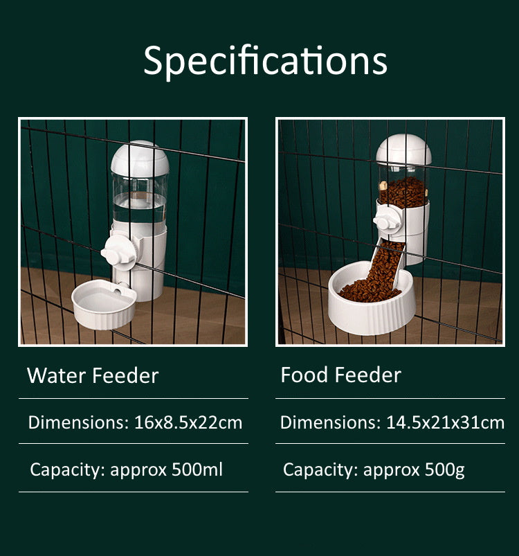 Automatic Pet Food and Water Feeder Cage Mounted