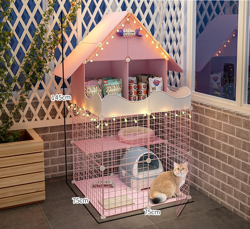 DIY Cage for Cat or Rabbit with Storage White or Pink