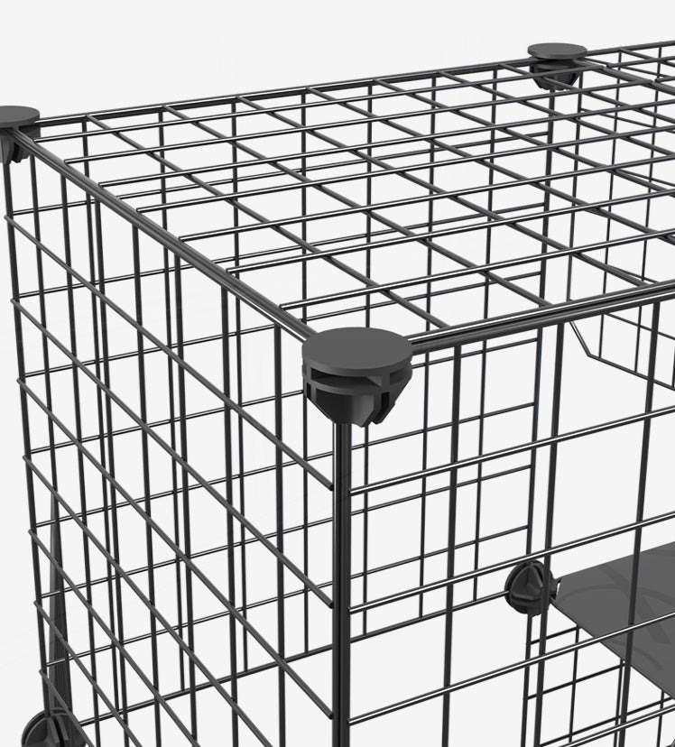DIY Cage 2 Level for Cat or Rabbit Black with Trays
