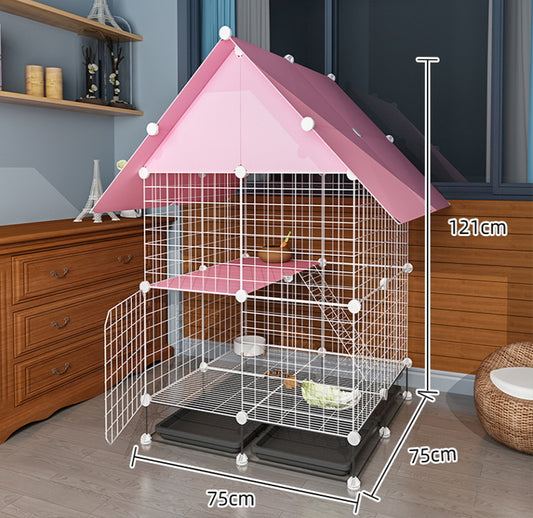 DIY Cage Rabbit or Guinea Pig Cage with Tray Pink