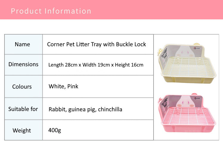 Litter Tray with Buckle Lock Corner Style for Small Pet